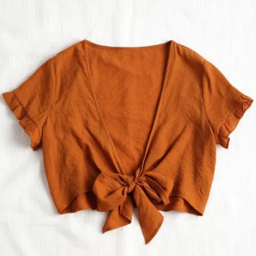 Zaful Rust Orange Crop Top